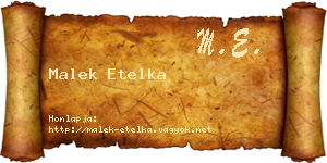 Malek Etelka névjegykártya